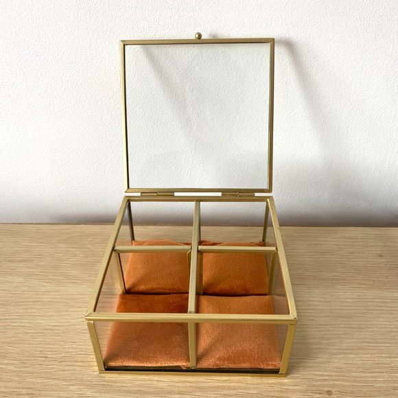 Glass Jewellery Box Gold - Picture 3 of 4